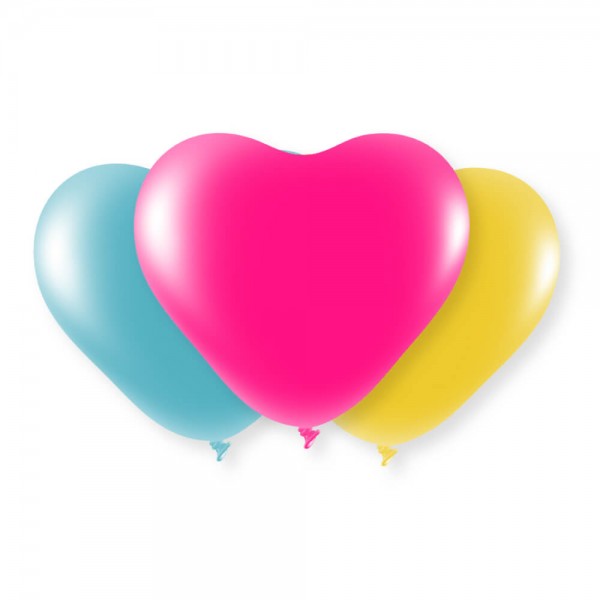 8 Herzluftballons - Bunt