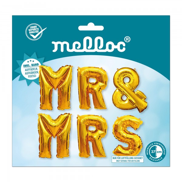 Folienballon Buchstaben Set - Mr & Mrs, Gold
