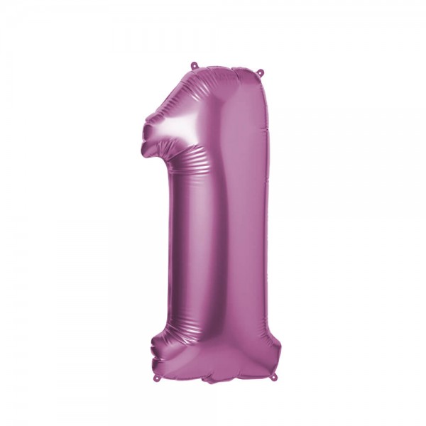 Folienballon Zahl 1 - Pink, 86 cm