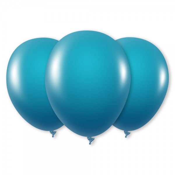 Luftballons cyanblau metallic Latex Rund