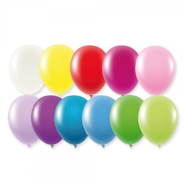 Luftballons bunt gemischt Metallic Latex Rund