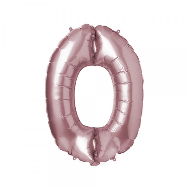 Folienballon Zahl 0 - Roségold, 86 cm