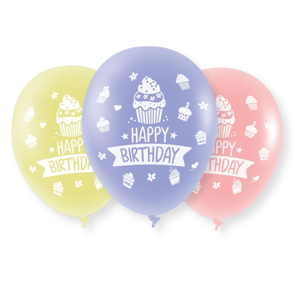 6 Luftballons Happy Birthday Cupcake