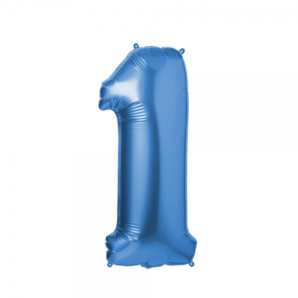 Folienballon Zahl 1 - Blau, 86 cm