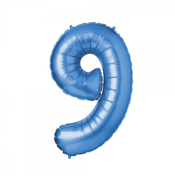Folienballon Zahl 9 - Blau, 86 cm