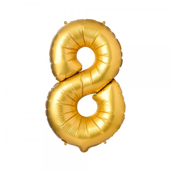 Folienballon Zahl 8 - Gold, 86 cm