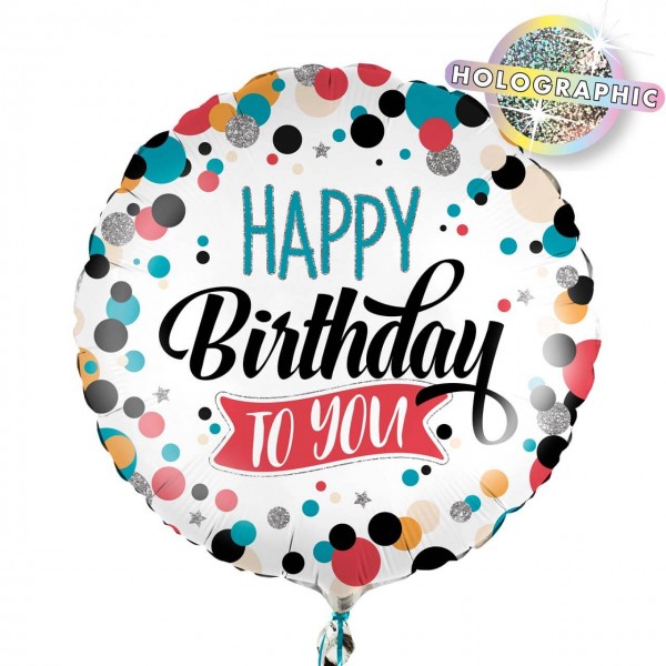 folienballon happy birthday konfetti