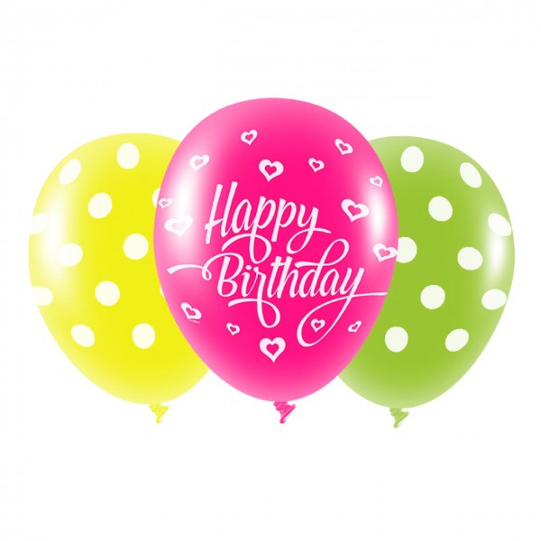 Ballons Happy Birthday Punkte Herzen