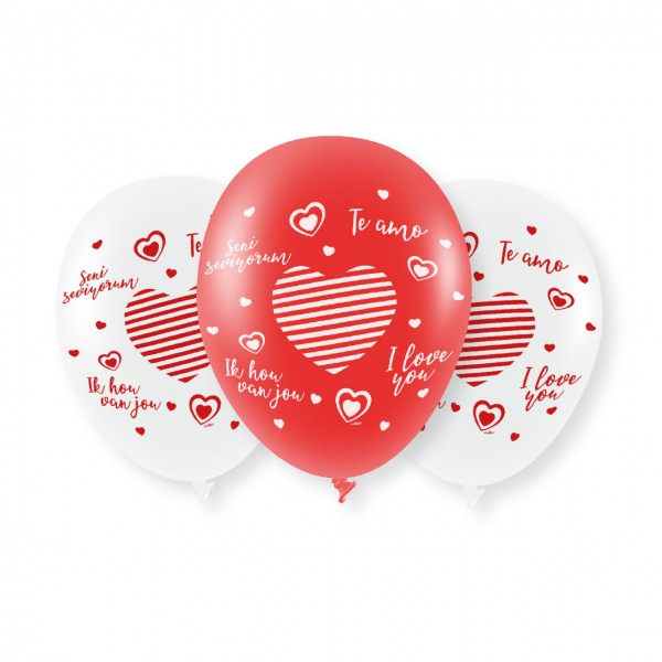 10 x "I LOVE YOU" Luftballons in Rot und Weiß Liebe Hochzeit Helium geeignet