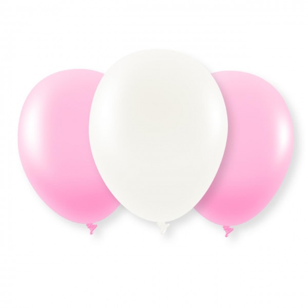 8 Luftballons - Rosa & Weiß Metallic