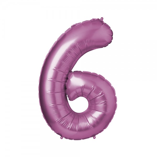 Folienballon Zahl 6 - Pink, 86 cm