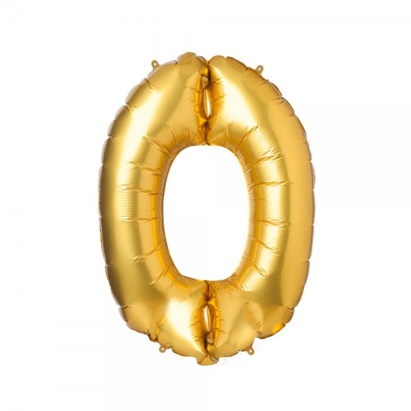 Folienballon Zahl 0 - Gold, 86 cm