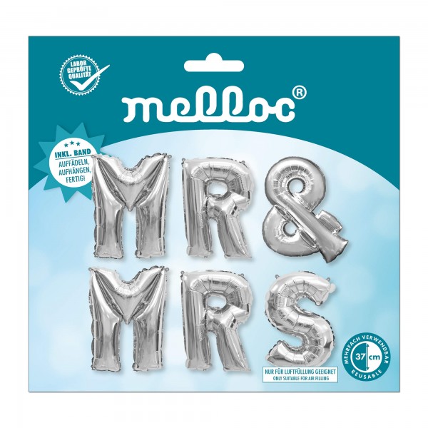 Folienballon Buchstaben Set - Mr & Mrs, Silber