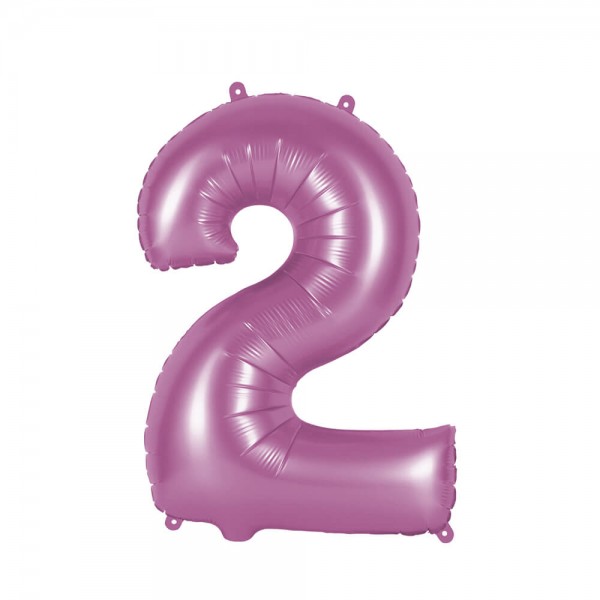 Folienballon Zahl 2 - Pink, 86 cm