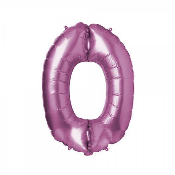 Folienballon Zahl 0 - Pink, 86 cm
